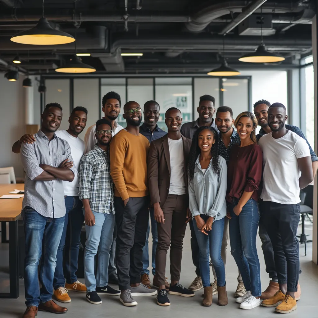 Group photo of startup community founders in Lagos office