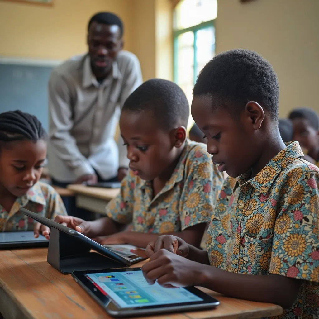Students using educational technology